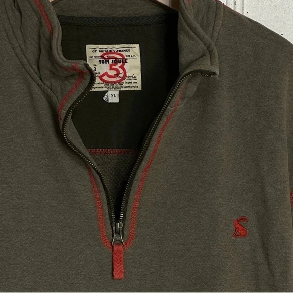 Vintage Tom Joules XL brown‎ 1/4 zip heavy weight Rugby pull on sweatshirt - Picture 3 of 6